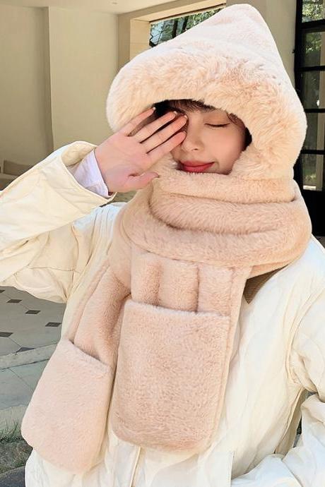 CAMEL Cute Casual Faux Fur Keep Warm Scarfs&Hats