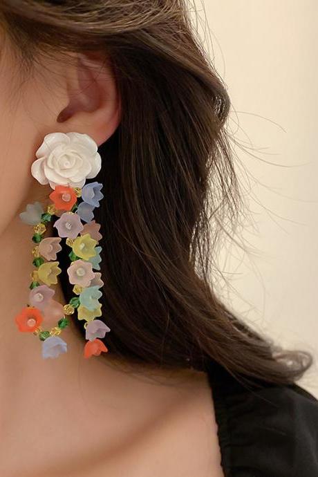 Statement Multi-Colored Floral Earrings Accessories