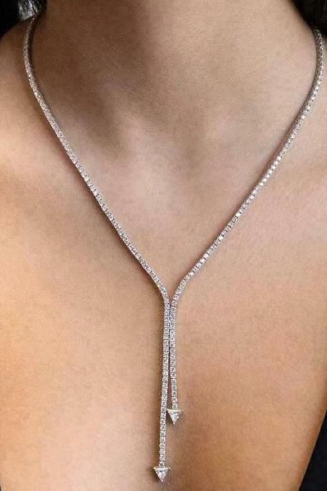Silver Urban Evening Normcore Rhinestone Necklaces Accessories