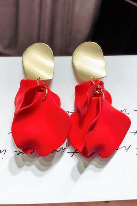 RED Stylish Solid Color Acrylic Earrings Accessories