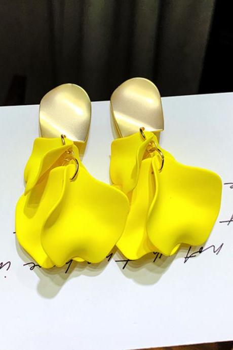 Yellow Stylish Solid Color Acrylic Earrings Accessories