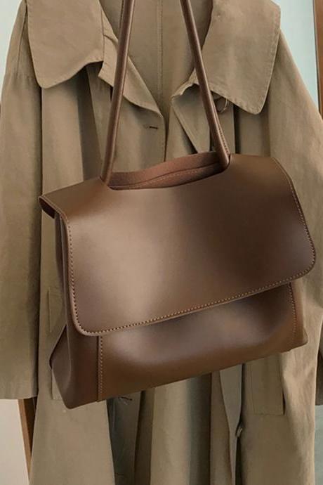 Brown Urban Solid Color Pu Shoulder Bag Accessories