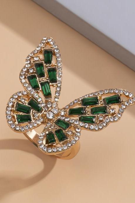 Green Original Stylish Butterfly Shape Rhinestone Ring