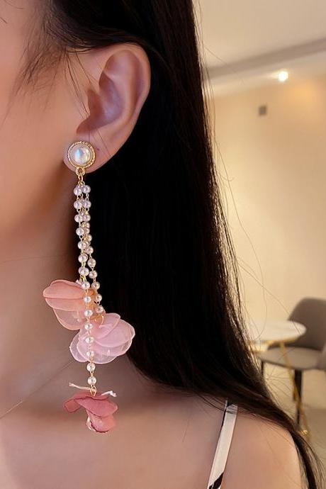 Statement Pink Floral Earrings Accessories
