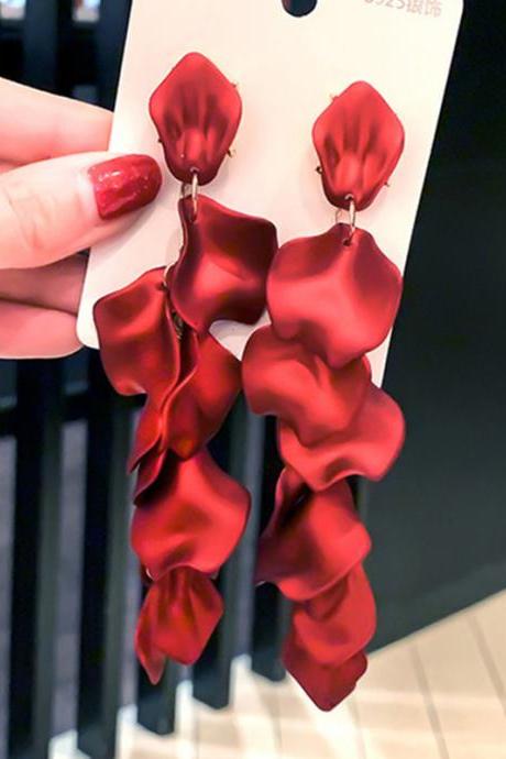RED Stylish Tasseled Acrylic Earrings Accessories