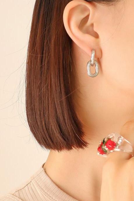 WHITE Simple Normcore Geometric Earrings Accessories