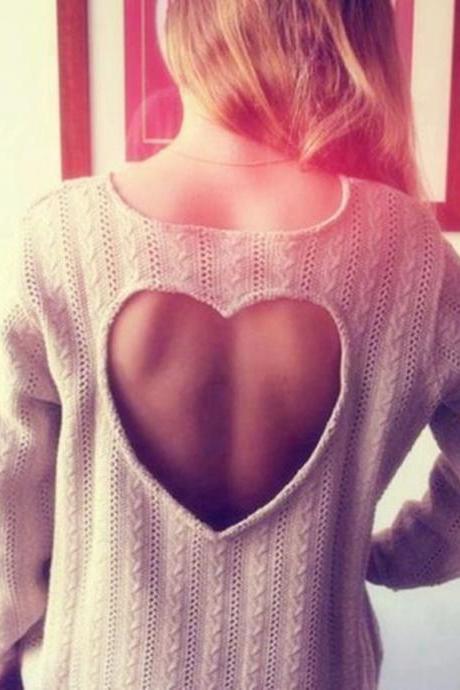 Sweet Heart Hollow Out Knitting Sweater