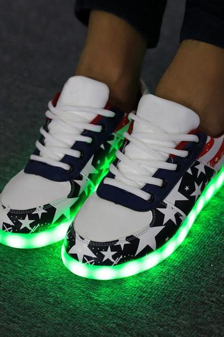 Fashion Unisex Lace Up Led Light Luminous Shoes Sportswear Sneaker Casual Shoes