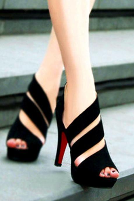  Sexy Women's Zipper Stilettlo Pep Toe Platform Heel Sandals