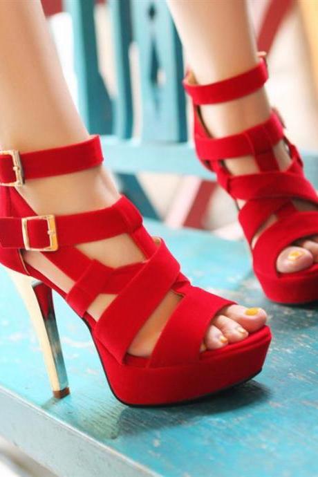 Sexy Ankle Wrap Open Toe Platform High Heel Sandals