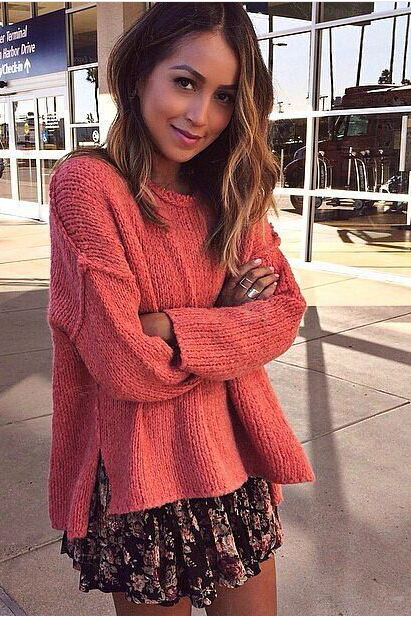 Fashion Asymmetric Scoop Knit Solid Color Sweater