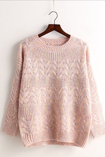Colored Knit Pullover Scoop Sweet Sweater