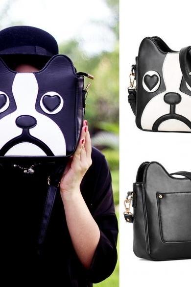 Women's Fashion Cute Dog Shape Cartoon Messenger Bag One Shoulder Bag Handbag