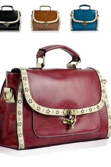 Women's Retro Laciness Decoration Square Messenger Bag Shoulder Bag Handbag
