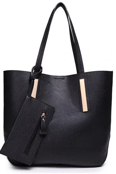 New Women Ladies Synthetic Leather 3pcs Shoulder Bag Handbag Messenger Bag Clutch Pure Color Casual Party Tote Bag