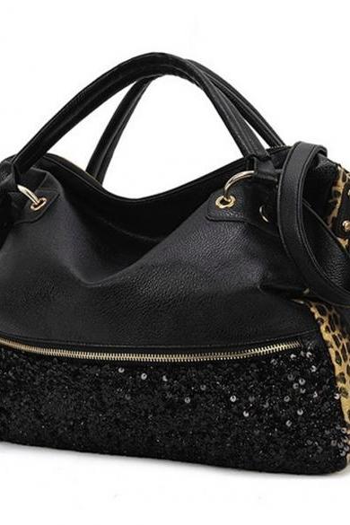 Fashion Leopard Print Bags One Shoulder Handbag Women's Handbag Leather Messenger Bag
