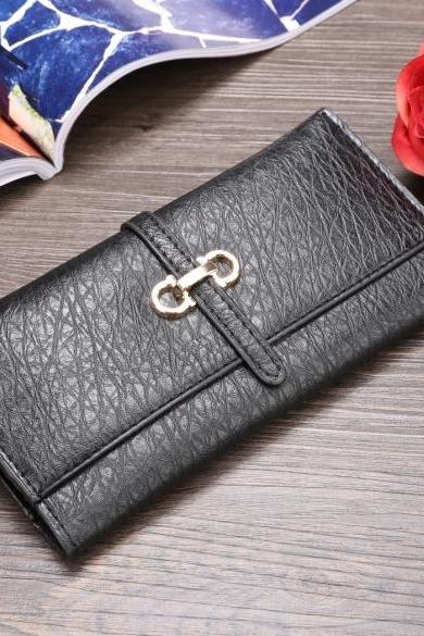 New Women Synthetic Leather Print Long Wallet Soft Casual OL Vintage Style Purse