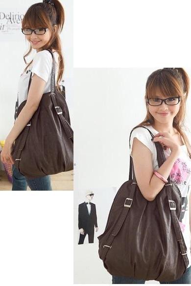 New Korean Style Fashion lady 2 Ways PU Leather Backpack Purse Handbag Shoulders Bag