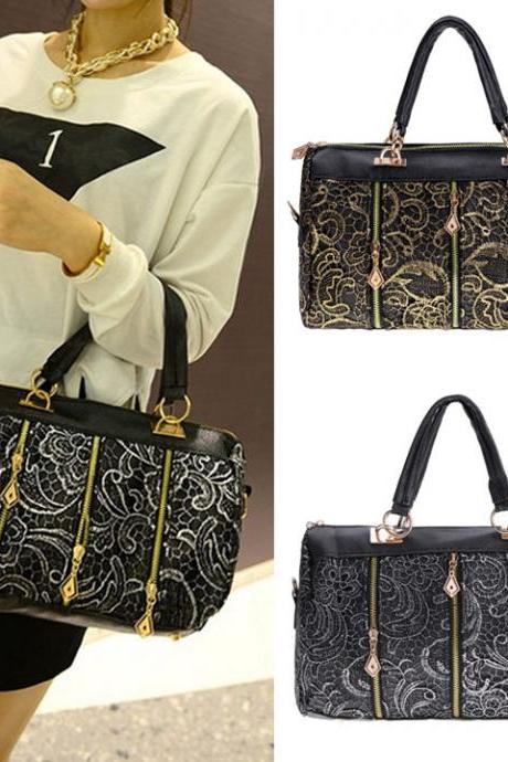 New Fashion Elegant Women's Lace Style Synthetic Leather Handbag Shoulder Bag Cross Bag