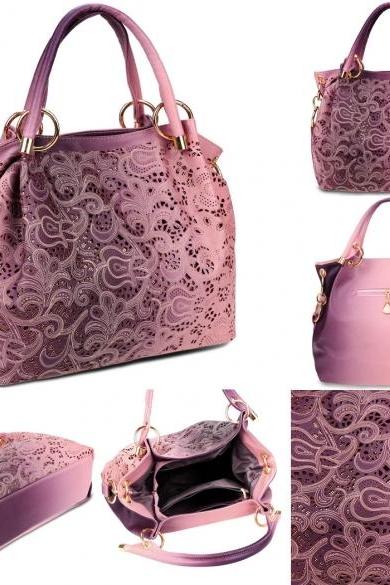 Women Fashion Elegant Large Capcity Hollow Gradient Color Hobos Style Shoulder Bags Handbag Totes