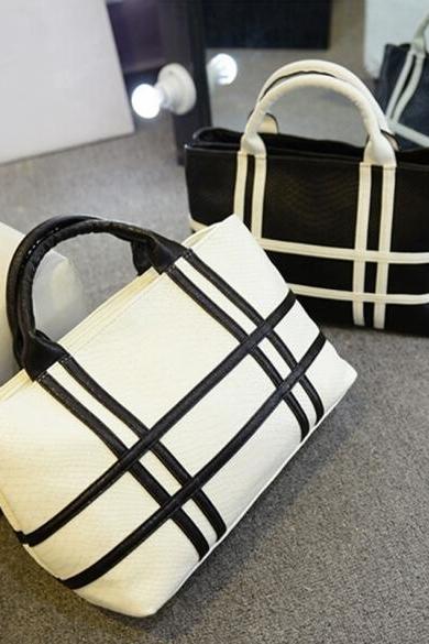 Women Fashion Elegant Large Capcity Patchwork Contrast Color Shoulder Bags Handbag Casual Tote