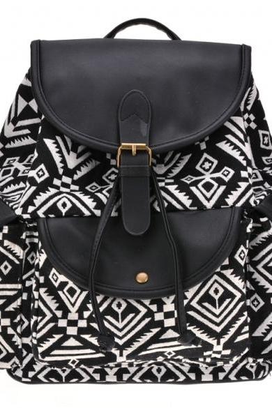 Black and White Aztec Print Backpack