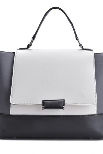 Cool Girl Lady Fashion Women Synthetic Leather Handbag Contrast Color Shoulder Bag