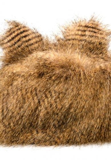 Winter Fur Faux Fashion Rabbit Ears Women's Cap Hat