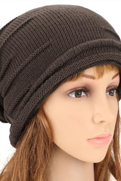 Angvns Fashion Unisex Elastics Warm Crochet Knit Beanie Hat Ski Hat Oversized Cap