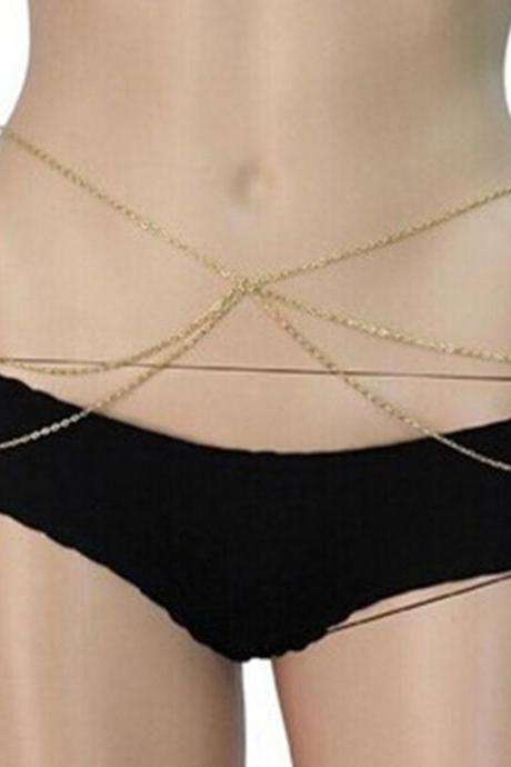Sexy Exquisite Body Chain Bikini Waist Three Layer Chains