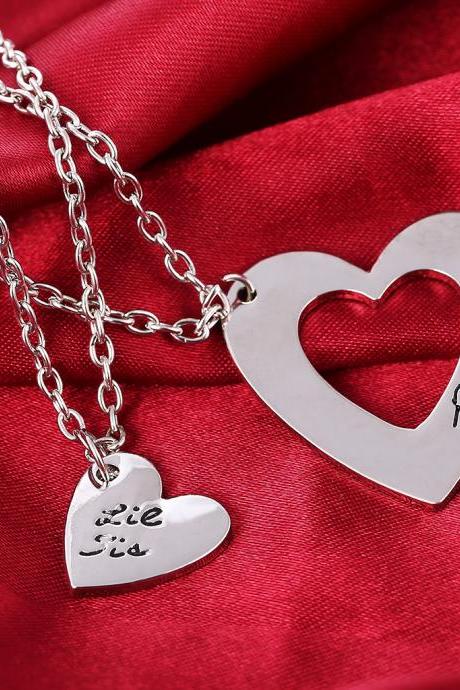 Creative Gifts Soulmate Letter Print Lovers Heart-shaped Necklace