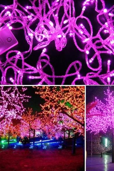 10m 100 Led Pink Lights Decorative Christmas Party Twinkle String 220v Eu