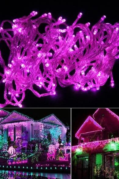 20M 200LED Bulbs Christmas Fairy Party String Lights Waterproof Pink 110V US