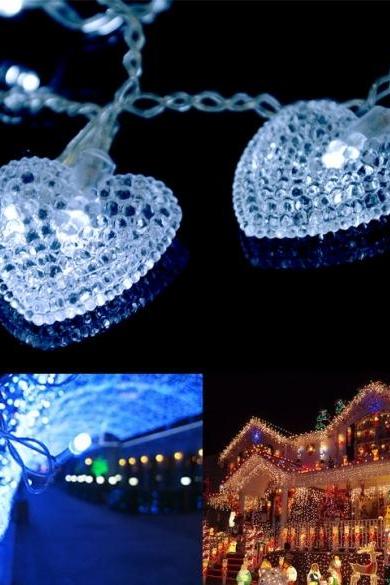 3.5m White 16 Hearts 100 Led String Fairy Holiday Lights For Party Xmas Wedding