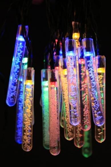 Solar Powered 5m Multi Color Icicle Light String For Garden Patio Porch Lawn Party Wedding Christmas Outdoor