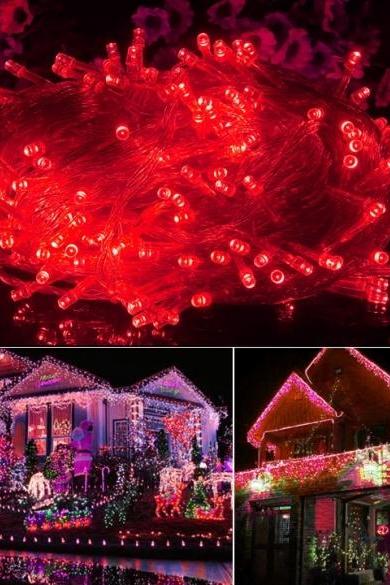 20m 200led Bulbs Christmas Fairy Party String Lights Waterproof Red 110v Us