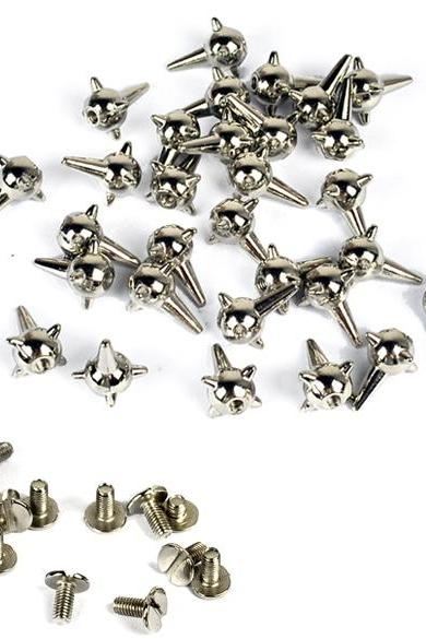 30pcs Silver Metal Bullet Stud Rivet Spikes Belt Leathercraft Accessories