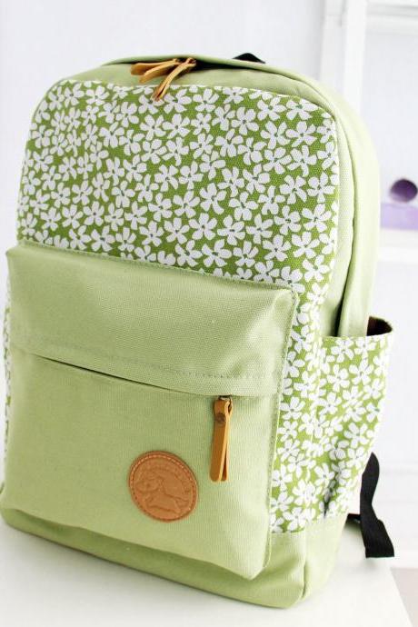 Lace Floral Print Korean Style Canvas School Backpack
