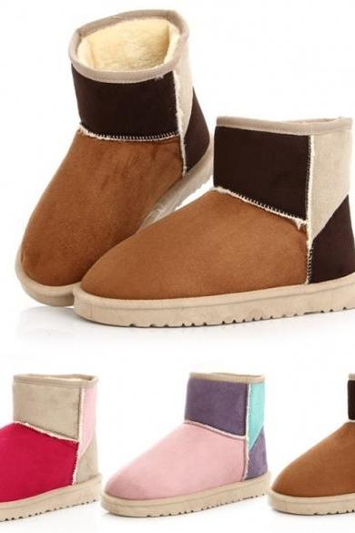 Women Candy Color Winter Warm Snow Half Boots Shoes