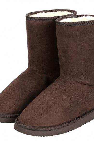 Fashion Women Winter Warm Solid Ankle Snow Boot Flat Heel Fleece Lined Size 37-40