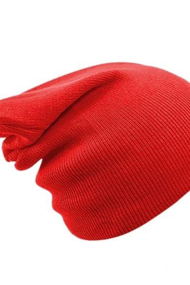 Unisex Men Women Casual Solid Stretchy Knitted Plain Beanie Hat Winter Fashion