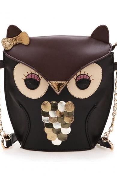 Women's Splicing Color Cross Body Bag Owl Pattern