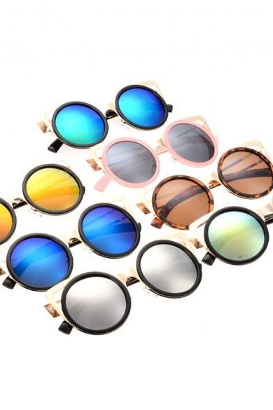 Fashion Lady Women's Retro Charming Round Lens Hollow Out Full Frame Sunglasses