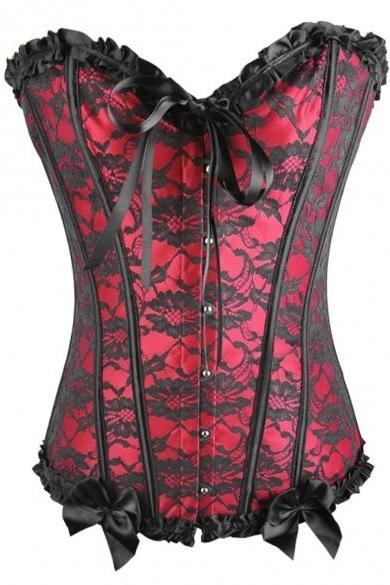 On Clearance Women&amp;amp;#039;s Wedding Lingerie Lace Floral Corset Bustier Shaper Corset With G-string