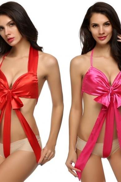 Avidlove Hot Sexy Women Big Bowknot Straps One-piece Adjustable Underwear Babydoll Lingerie