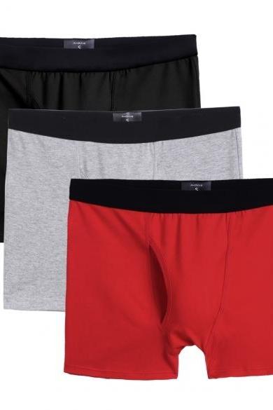 Avidlove Fashion 3pcs Men's Cotton Stretch Boxer Brief Double Crotch Stretch Underwear