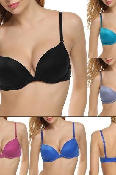 Ekouaer Women Underwire Padded Solid 3/4 Cup Push Up Bra