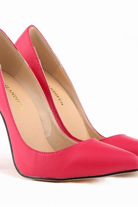 Faux Leather Pointed-Toe High Heel Stilettos 