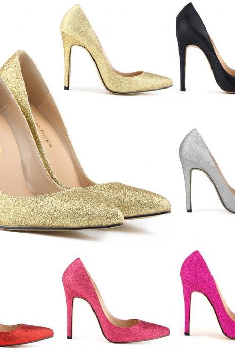 Glitter Pointed-Toe High Heel Stilettos, Party Heels