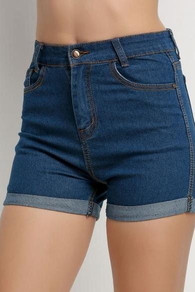 Korea Style New Fashion Women Summer High Waist Crimping Denim Shorts Jeans Shorts